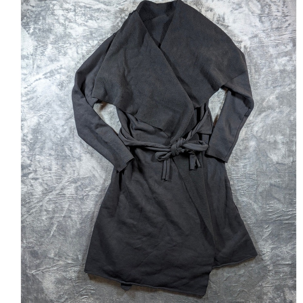 Gaia Conceptions Womens Fleece Wrap Robe S Midnight Black Organic Loungewear
